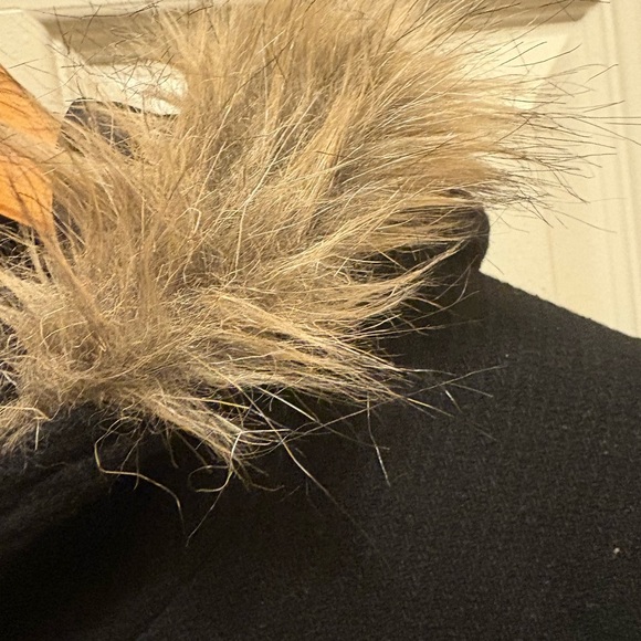 Cole Haan Signature Wool Blend Toggle Coat w/ Faux Fur Hood – Size 10 Black - Picture 5 of 14